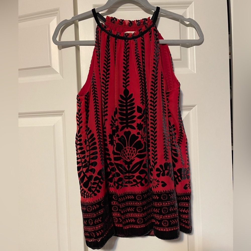 Max Studio high neck velvet floral blouse